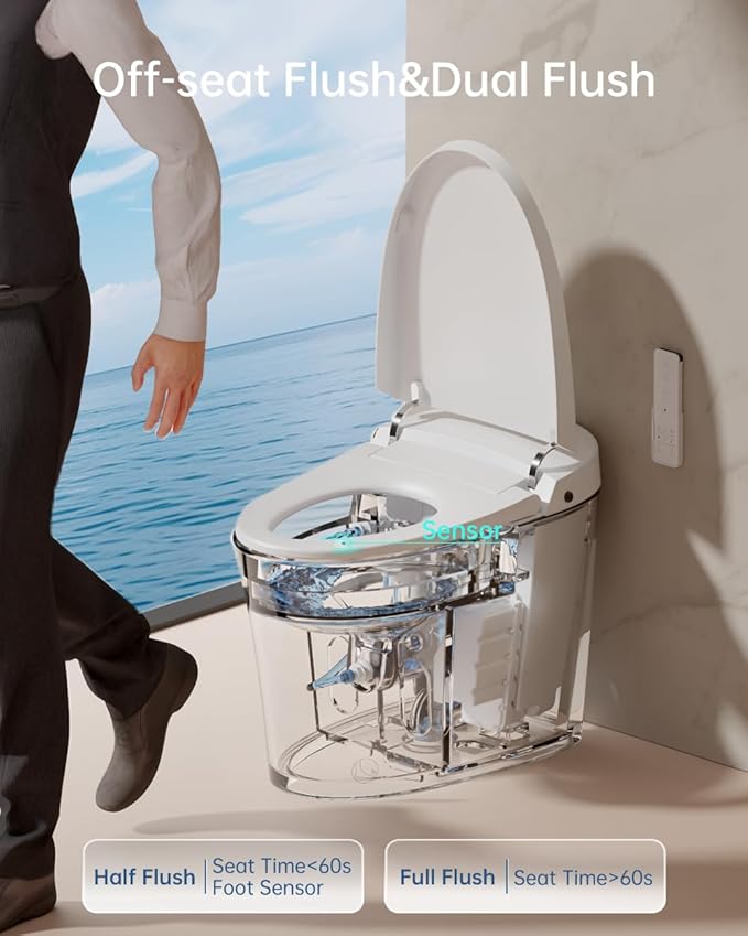 EPLO Smart Toilet Bidet with Tank, Foam Shield, Dual Auto Flush, Heated Seat - Image 5