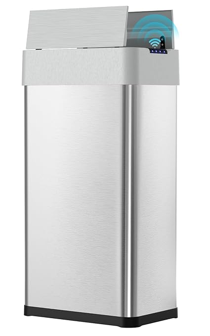 Arlopu 21.1 Gal Automatic Trash Can, 80L Stainless Steel Motion Sensor Garbage by Arlopu