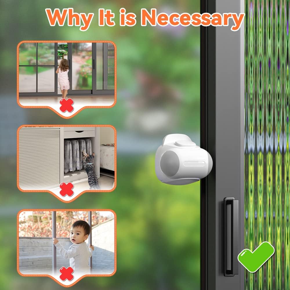 SAFELON 2 PCS Baby Safety Sliding Window Lock, Childproof Patio Closet Door Locks, Easy to Install No Drill