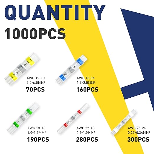 haisstronica 1000PCS Solder Seal Wire Connectors, Marine Grade Heat Shrink Wire - Image 2