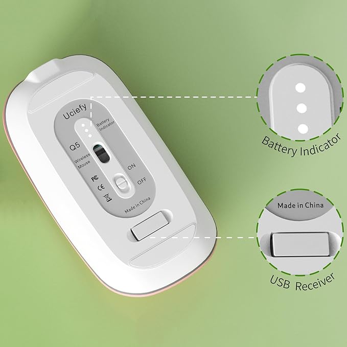 Uciefy Q5 Slim Rechargeable Wireless Mouse, 2.4G Portable Optical Silent Ultra - Image 5