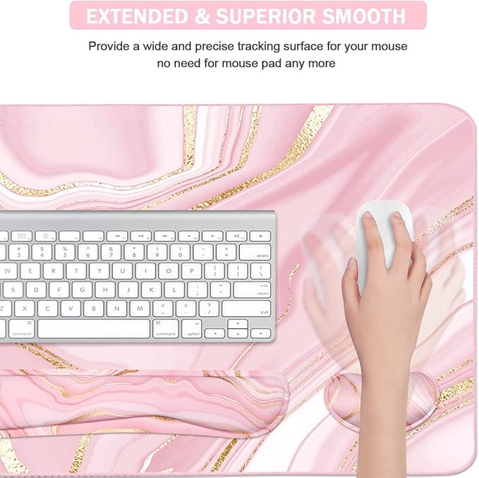 Keyboard Mouse Pad Set, Extended Mouse Pad+Keyboard Wrist Rest Support - Image 5