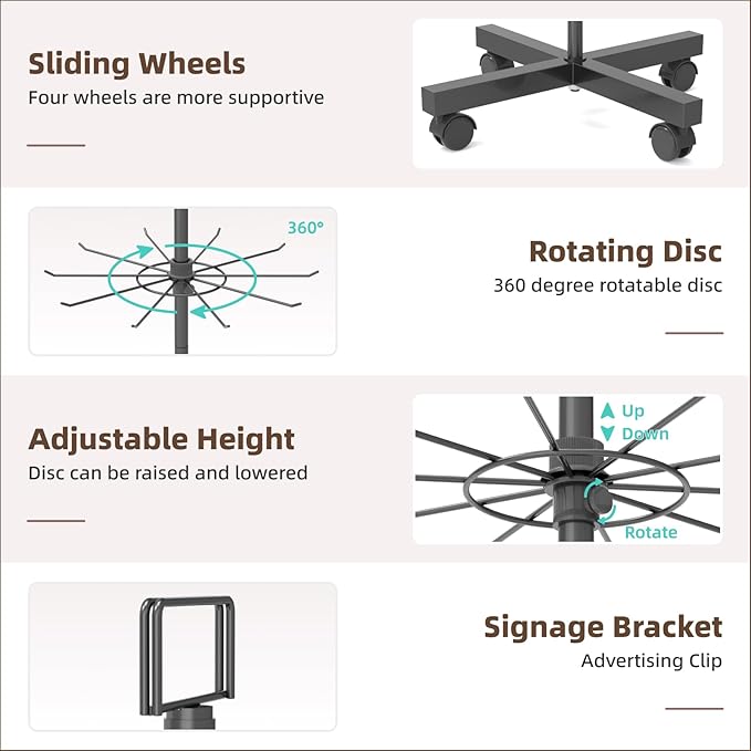 YEOOE Retail Display Racks 5 Tier Spinning Display Stand, Movable Shop Spinner - Image 3