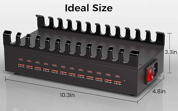 300W USB Charging Station for Multiple Devices, 24 Port USB C Fast Charging - Image 8