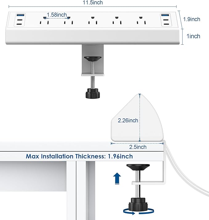 Jgstkcity Desk Clamp Power Strip USB C, 40W Total Fast Charging Station - Image 7