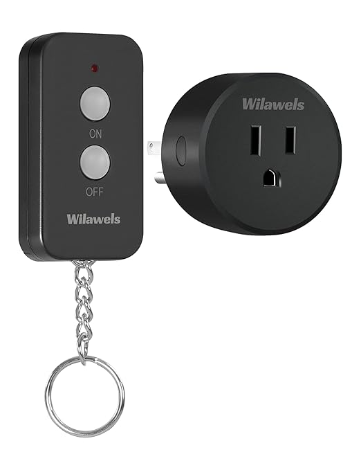 Black Remote Control Outlet, WILAWELS Wireless Remote On Off Switch by Wilawels