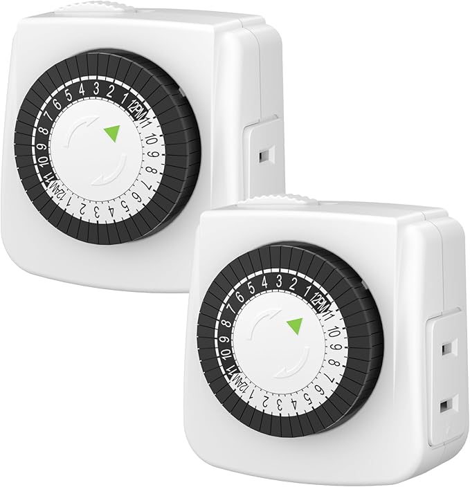 BN-LINK Indoor Timers Plug Mechanical 2 Prong 24-Hour Mini Lamp Timers 2 Pack by BN-LINK
