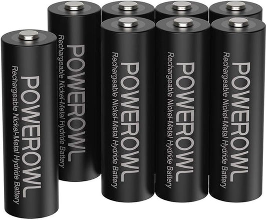 POWEROWL AA Batteries Rechargeable Kit, High Capacity 2800mAh 1200 Cycles 1.2V by POWEROWL