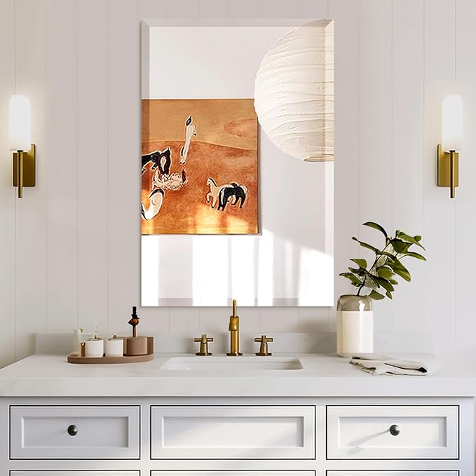 Mirrorons Beveled Mirror, Hangs Horizontally or Vertically. Upgraded - Image 5