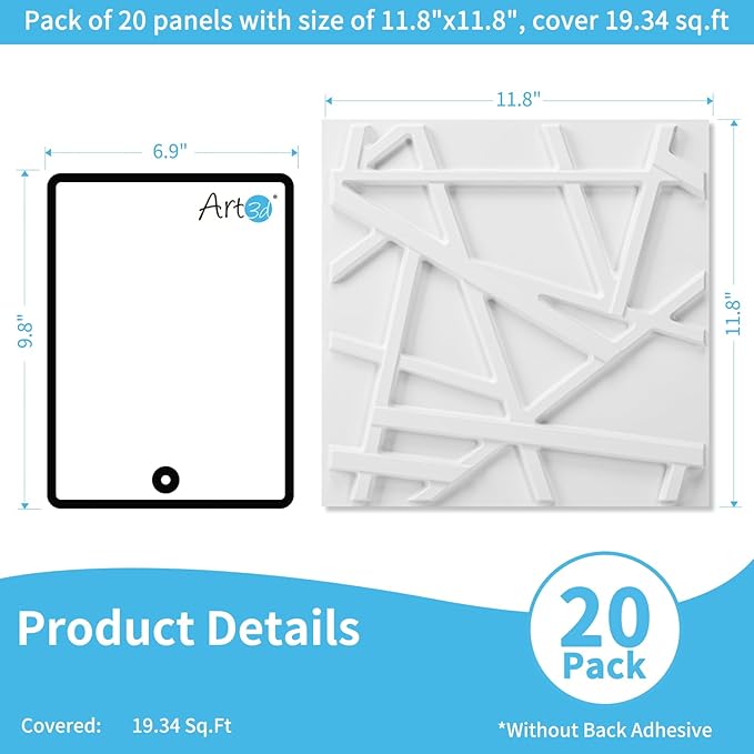Art3d 20 Pack Decorative 3D Wall Panels, 19 Sq.Feet PVC Interior Wall Décor - Image 2