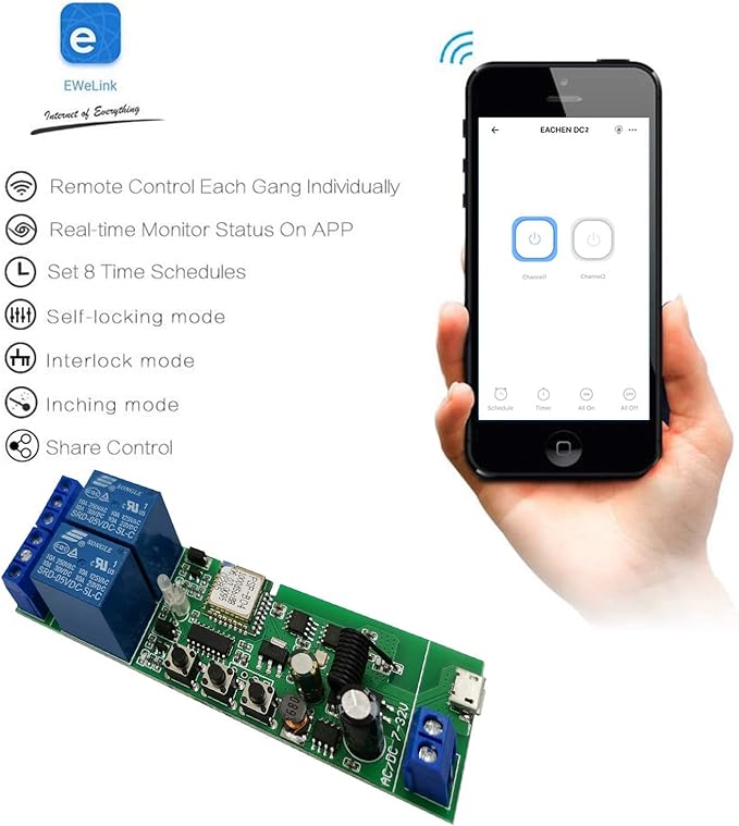 Newgoal 2-Channel Ewelink App Remote Control WiFi 433MHz RF Wireless Switch - Image 3
