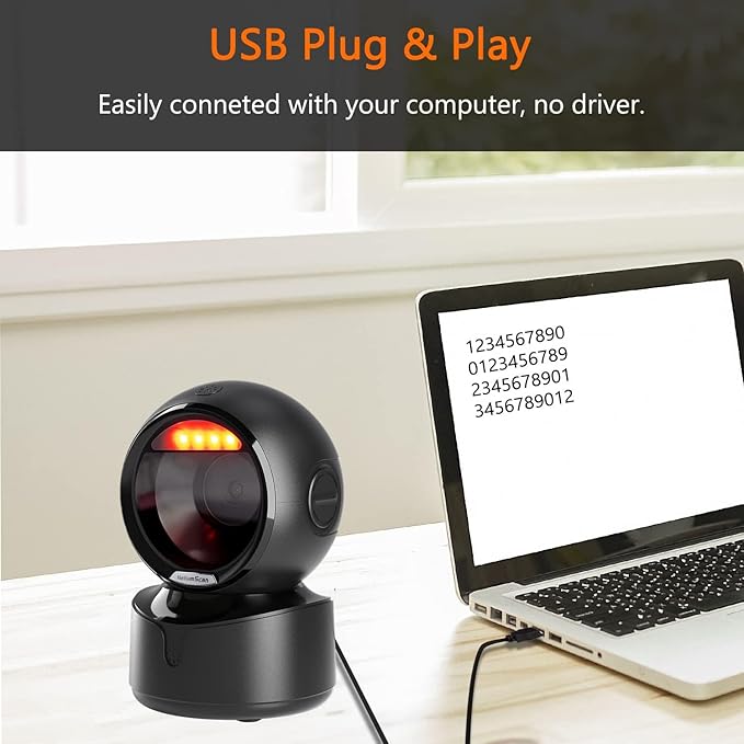 NetumScan Automatic Omnidirectional Desktop Barcode Scanner, Hands Free USB - Image 3