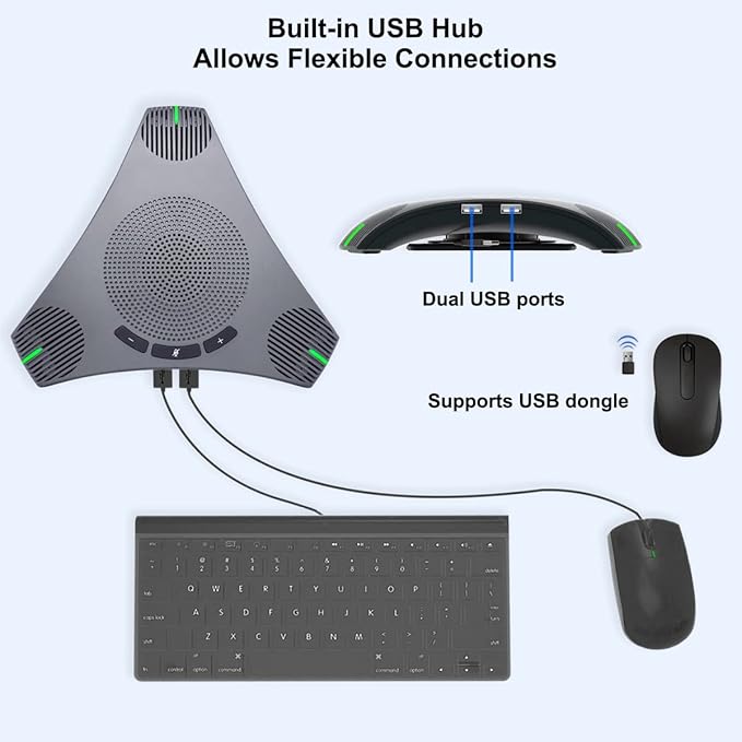 Conference Speaker and Microphone, 360° Omnidirectional USB Speakerphone - Image 7