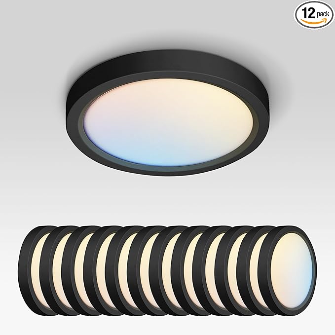 ASD LED 7" Round Flush Mount Ceiling Light Fixture, Low Profile Surface by ASDLightingCorporation