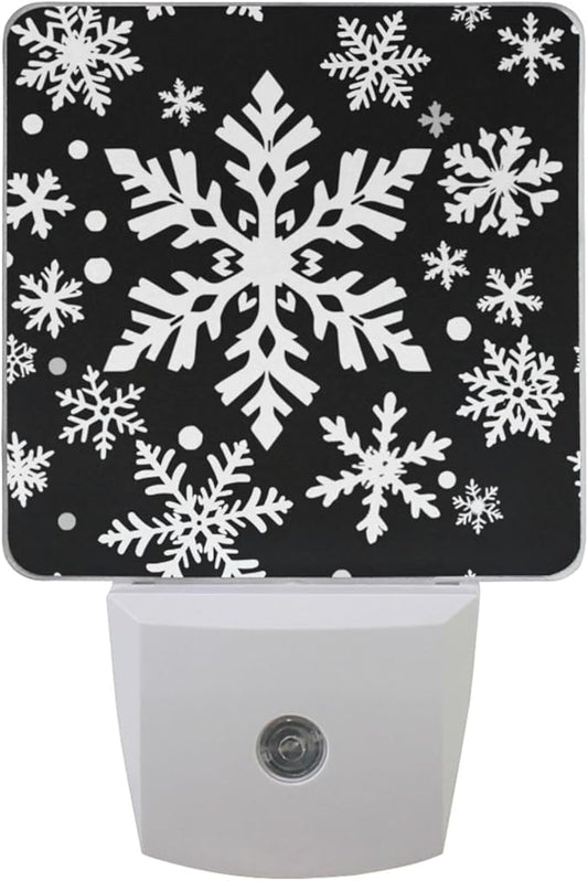 Pigsaly Led Night Light White Black Texture Christmas Snowflakes Night Light by Pigsaly