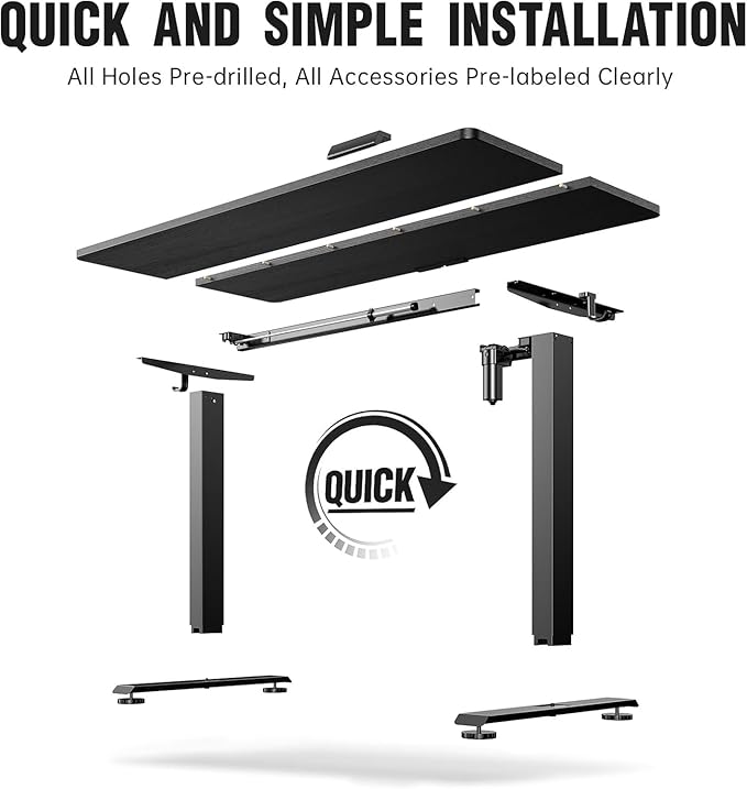 Veken 55 Inch, Height Adjustable Sit Stand Up, Wood Desktop, Work Home Office - Image 5