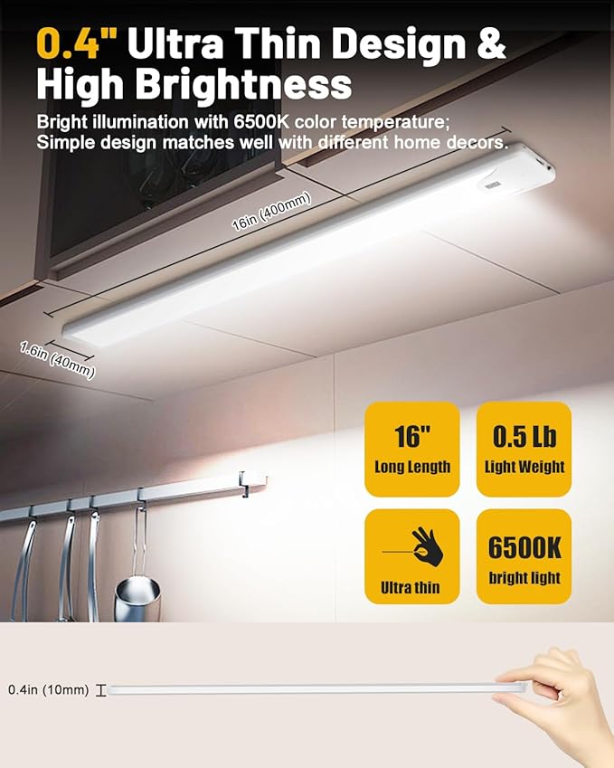 Pak 16 Inch Under Cabinet Lights, Hand Wave Sensor 83 LED Indoor Cabinet - Image 6