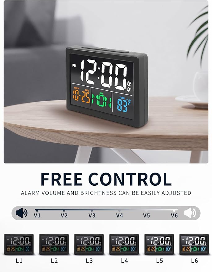 Digital Alarm Clock, with 5.5" Large LED Time Display, Adjustable Alarm Volume - Image 4