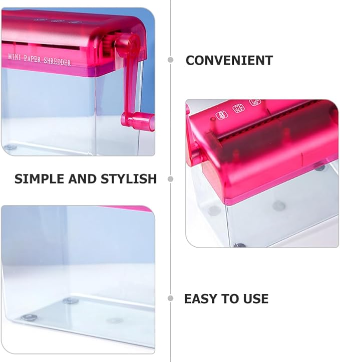 Manual Desktop Paper Shredder Red Small Handheld Shredder - Image 3