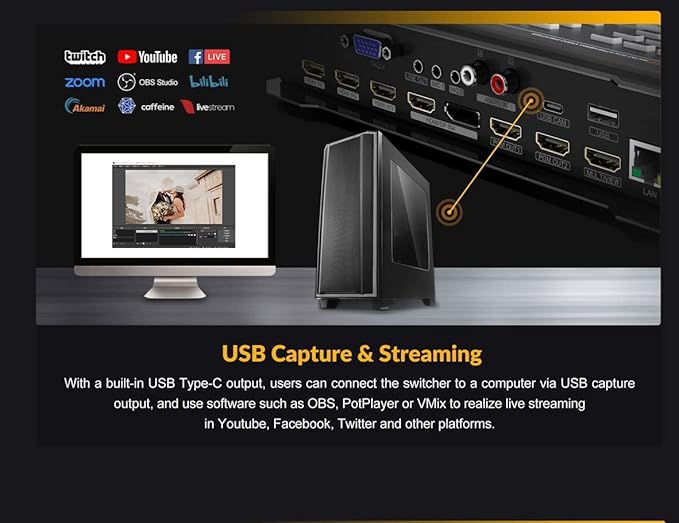 AVMATRIX HVS0401E Video Switcher Mixer 4 Channel SDI HDMI Inputs 2 Channel PGM - Image 4