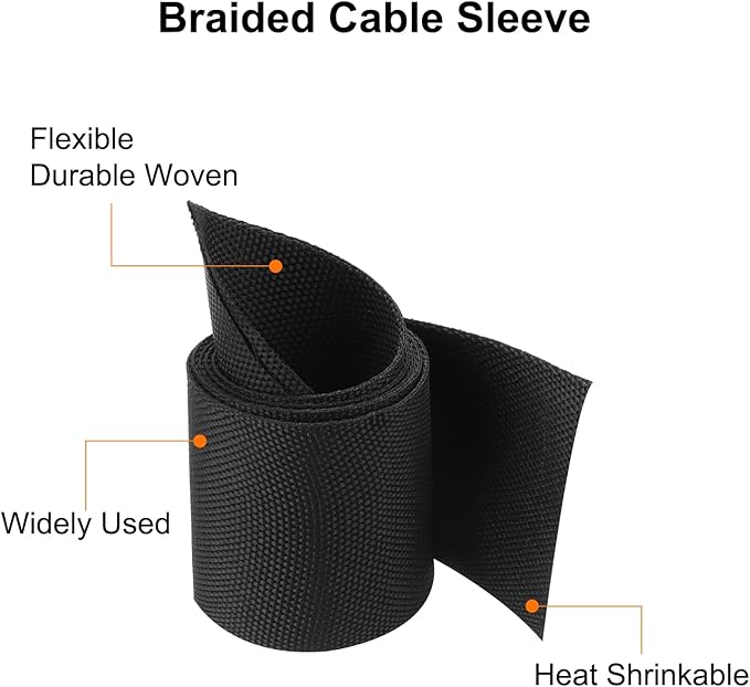 MECCANIXITY Braided Cable Sleeves Heat Shrinkable Fabric Sleeving, 1 9/16" 3ft - Image 4