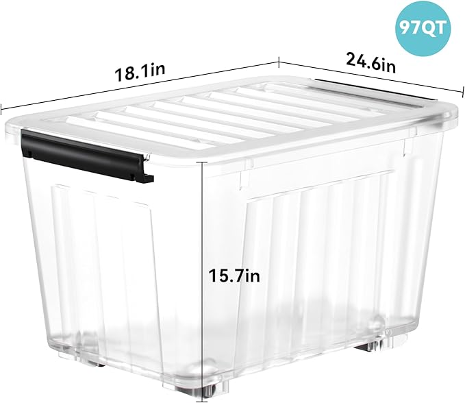 Nazhura 97 Quart Plastic Storage Bin, Stackable and Nestable Storage Boxes - Image 3