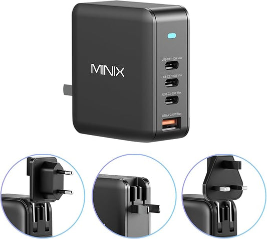 MINIX 165W USB C Charger, GaN II Charger PD3.1 Max 140W, Turbo 4-Port Charging by MINIX