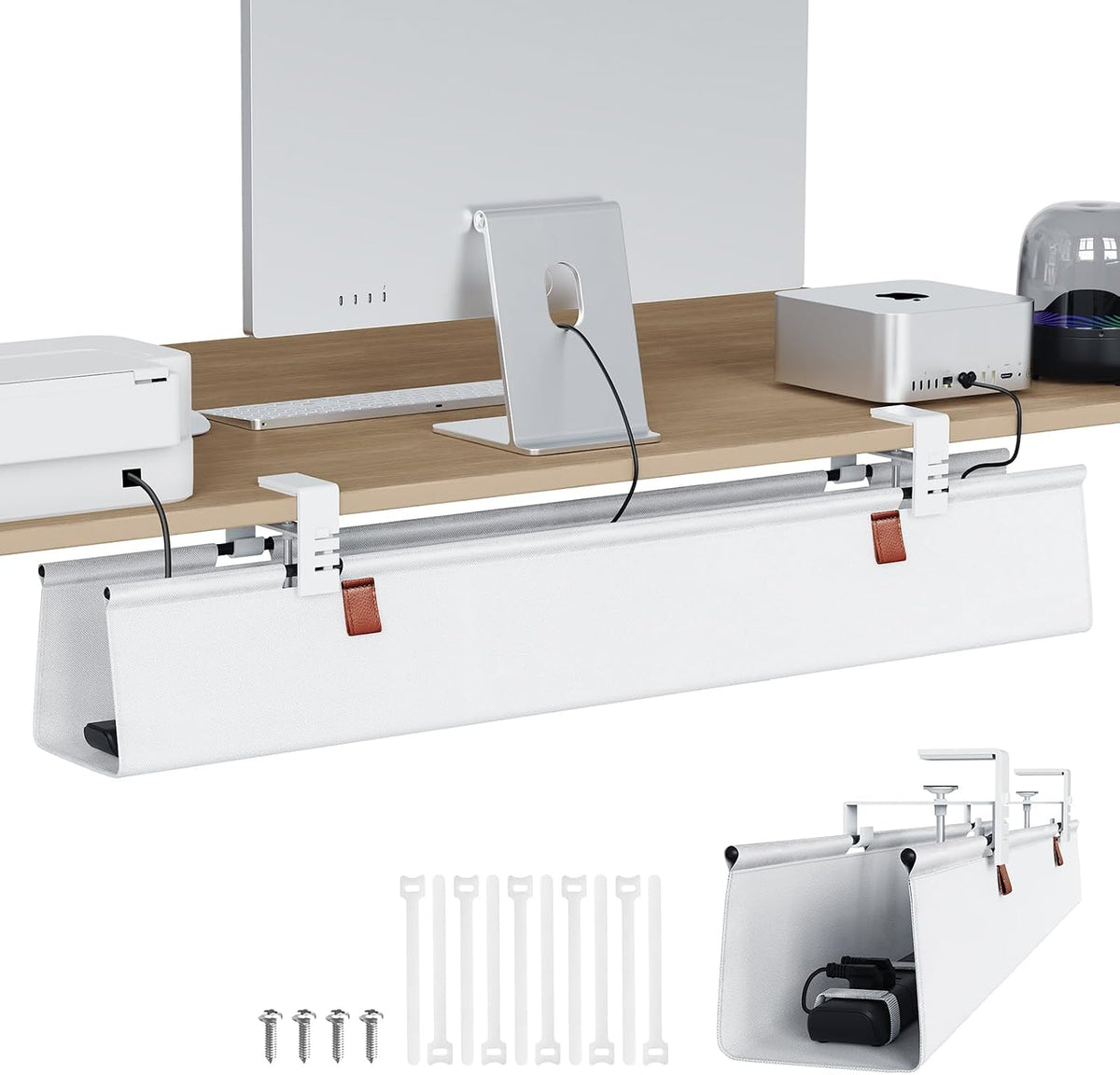 Zilink Large Cable Management Under Desk 40" No Drill Desk Cable Management