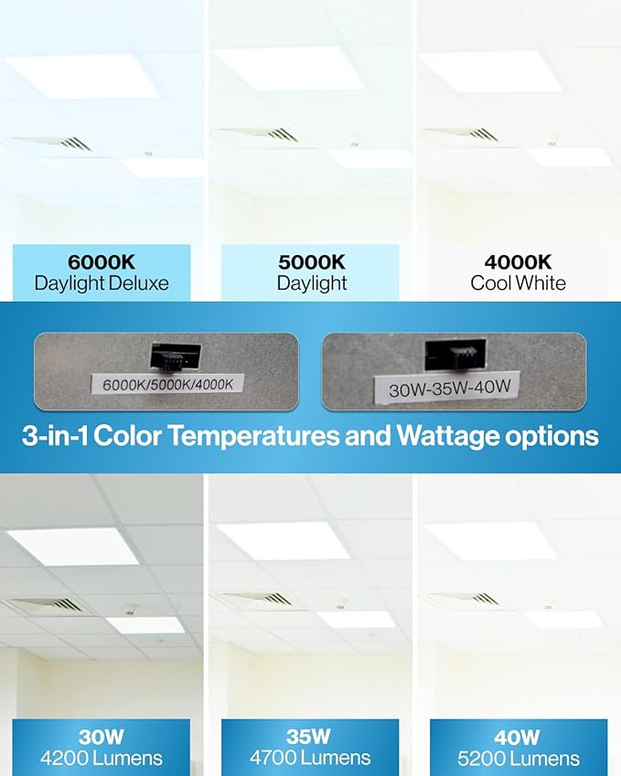 Sunco 24 Pack 2x2 LED Flat Panel Light, Dual Selectable CCT 4000K/5000K/6000K & - Image 2