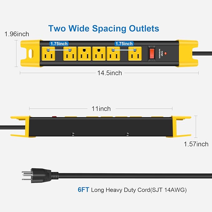 CCCEI Heavy Duty Power Strip Surge Protector - Image 3