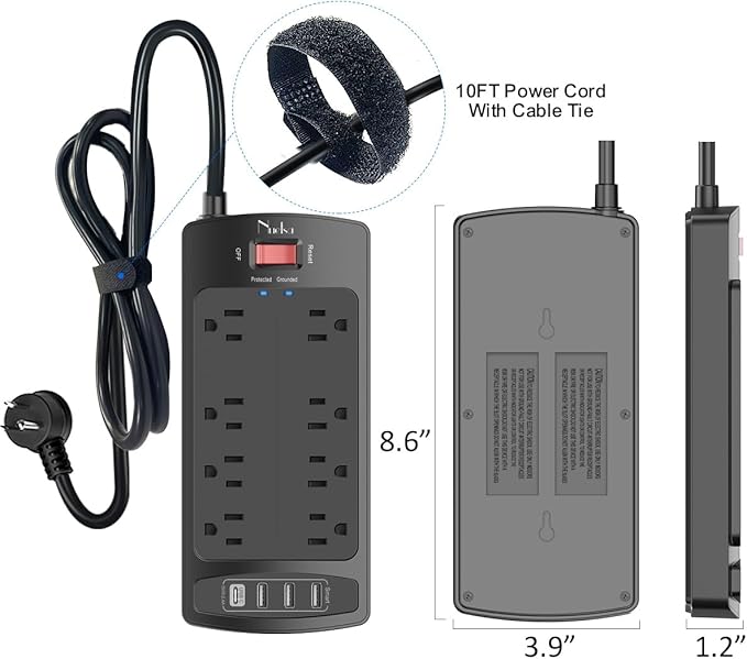 10 Feet Surge Protector Power Strip - Image 7