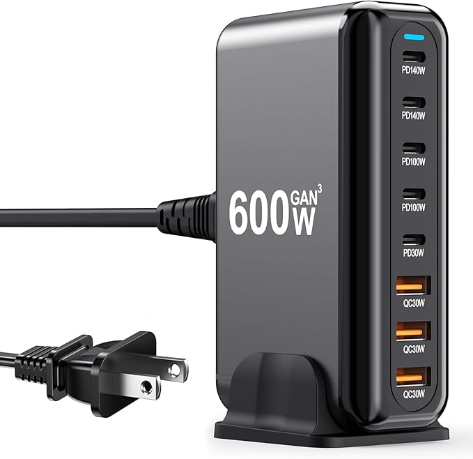 600W USB C Charger 100W USB C Charger Block, GaN III 8-Port Fast Charging by NXPGKEA