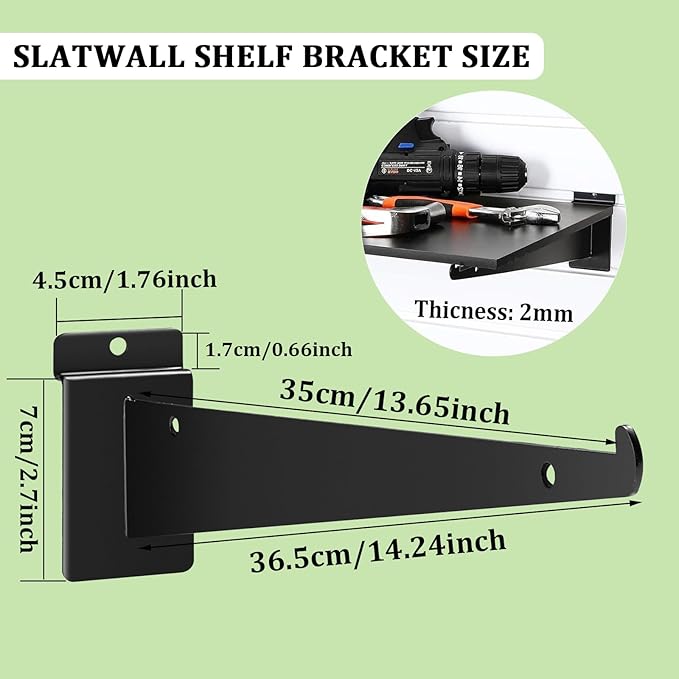 12 Pack Slatwall Knife Shelf Brackets 14 inch, Heavy Duty Slatwall Shelf - Image 2
