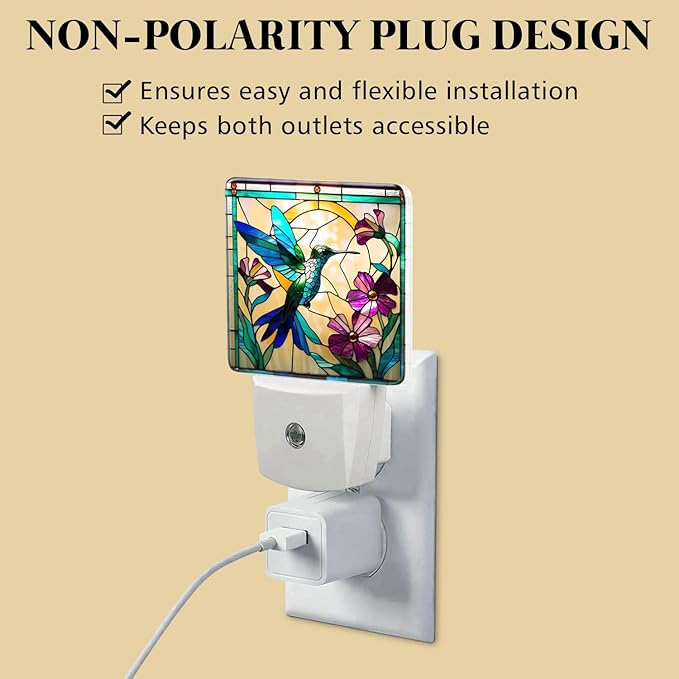 PODMemory Hummingbird Stained Glass Night Lights Plug into Wall - Image 4
