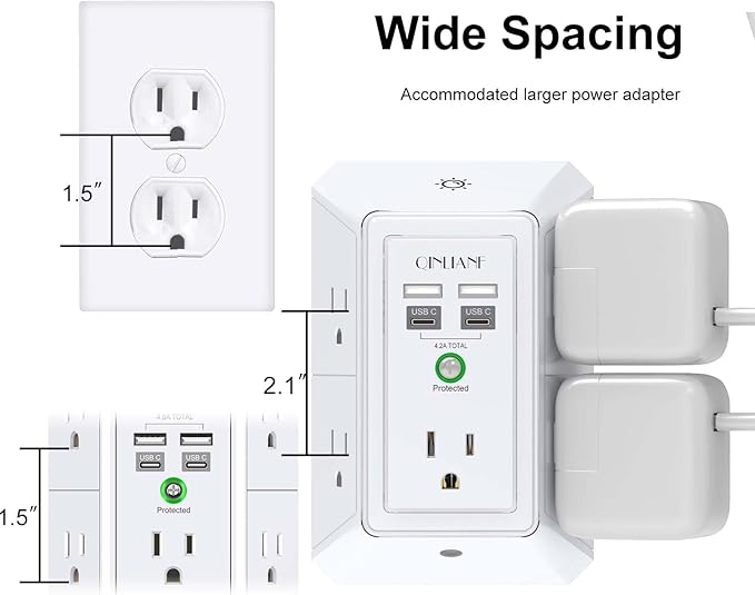 3-Sided Outlet Extender with Night Light - Image 6