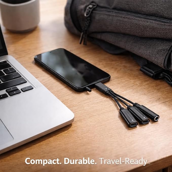 Mizi USB-C Headphone and Charging Adapter 3-in-1 – Type-C to 3.5mm Audio Jack + - Image 3