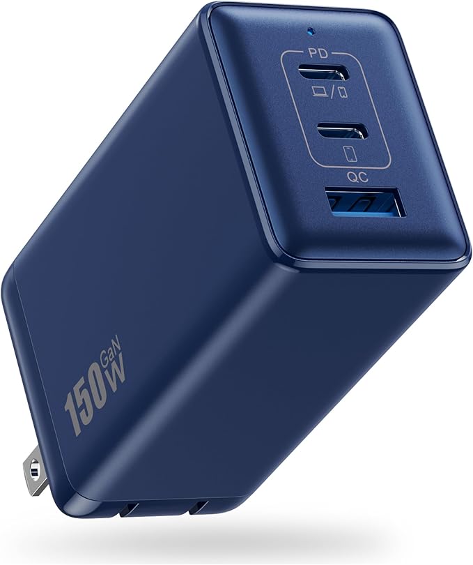 150W USB C Charger Block, GaN III Compact Foldable Wall Charger 3 Port Fast by Pxwaxpy