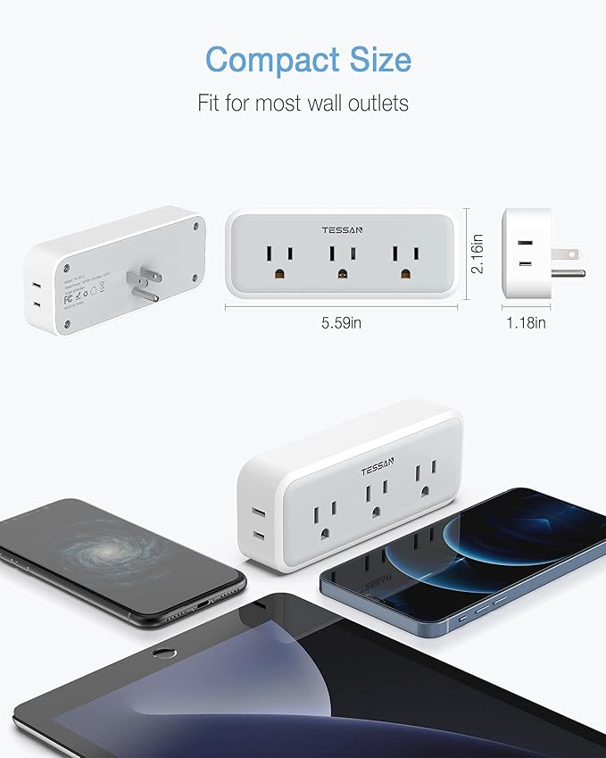 Multi Plug Outlet Extender, TESSAN Surge Protector Wall Plug Splitter - Image 5