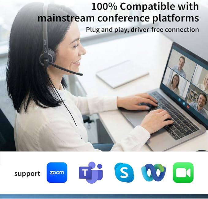 Accutone Conversation 95 Wired Office USB Headset - Image 5