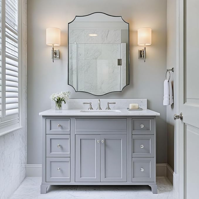 ANDY STAR Brushed Nickel Mirror, 24x32 Inch Unique Mirror - Image 4