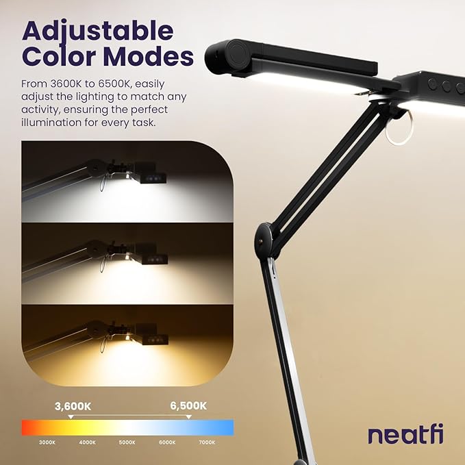 Neatfi 3, 000 Lumens LED Desk Lamp, 360 SMD LEDs, CRI 95, Adjustable Light Modes - Image 5