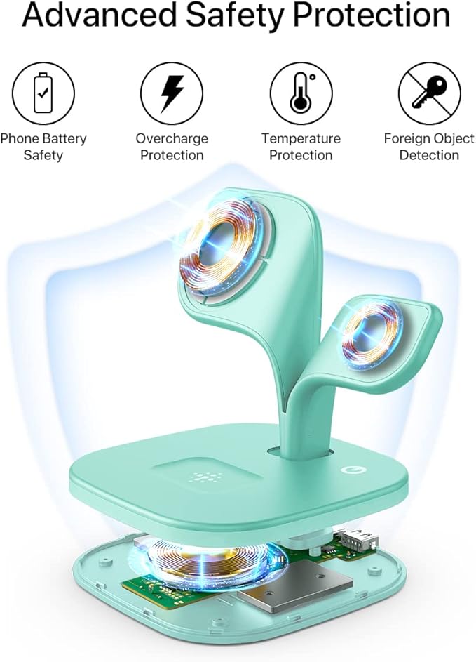 EXW Charging Station, Magnetic Wireless Charger, 5 in 1 Fast Mag-Safe Wireless - Image 5