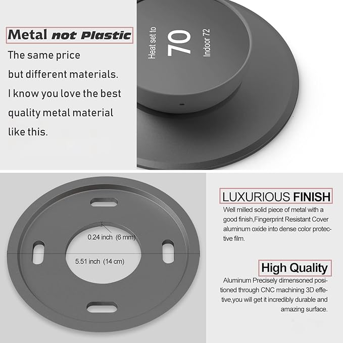 Metal Nest Wall Plate for Google Nest Thermostat 2020, Trim Kit - Image 2
