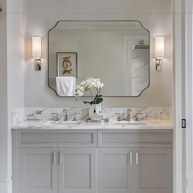 ANDY STAR Brushed Nickel Mirror 30x40 Inch, Rectangle Bathroom Mirror - Image 3