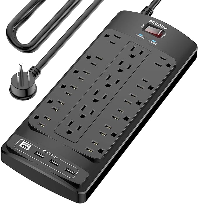 18 Outlets Surge Protector Power Strip by POWSAV