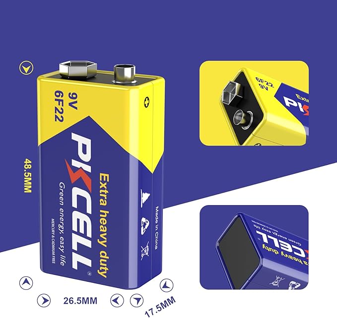 PKCELL 9V Batteries, 2 Pack 9 Volt Batteries Carbon Zinc, 9V Battery - Image 2
