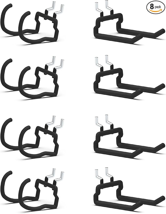 HUHOLE Pegboard Drill Holder, Peg Board Utility Hooks, 8 Pack Heavy Duty Peg by HUHOLE