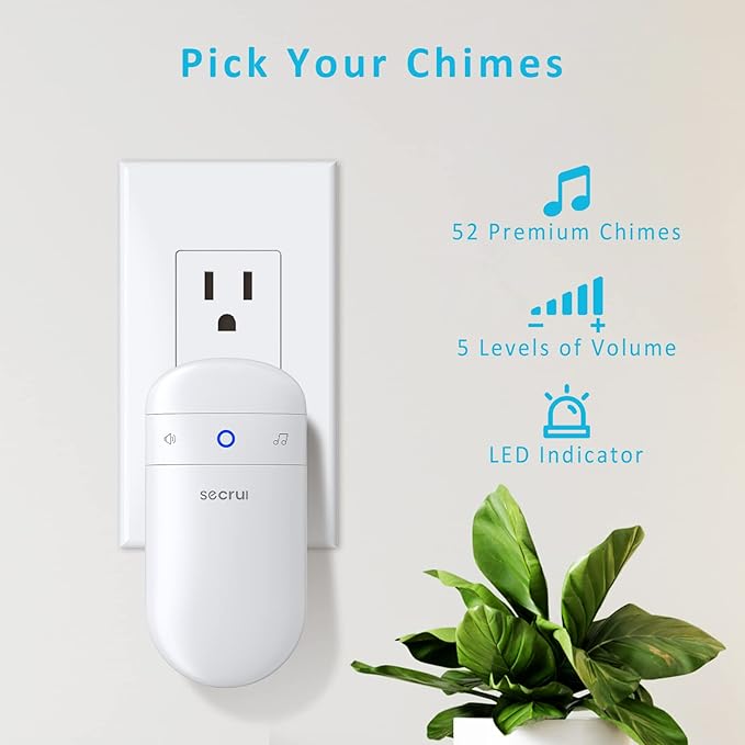 SECRUI Door Chime with Adjustable Volume –Wireless Entry Alert with 52 Chimes – - Image 3