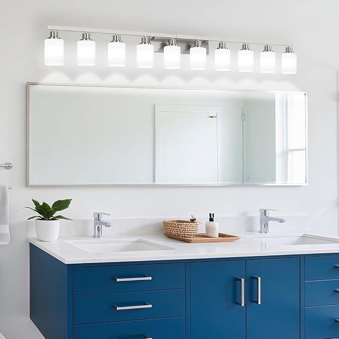 DIKAIDA 10-Light Bathroom Vanity Light Brushed Nickel, 64.5in Vanity Lights - Image 7