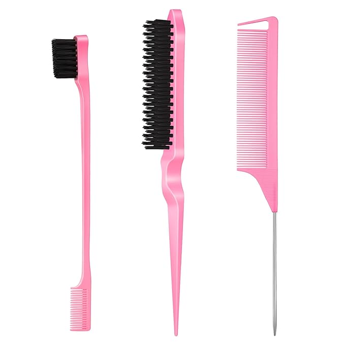SWEET VIEW 3 Pcs Slick Back Hair Brush, Rat Tail Comb, Edge | Bristle Brush by SWEET+VIEW